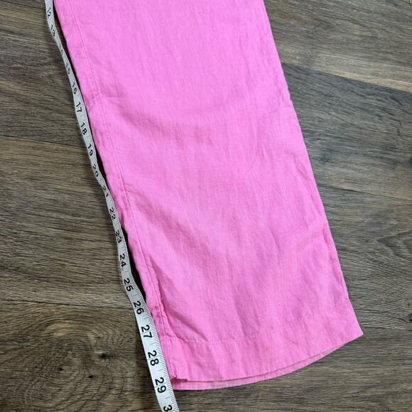 Charter Club Luxury Linen Pants M Pink Wide Leg Elastic Drawstring Waist - Picture 5 of 13